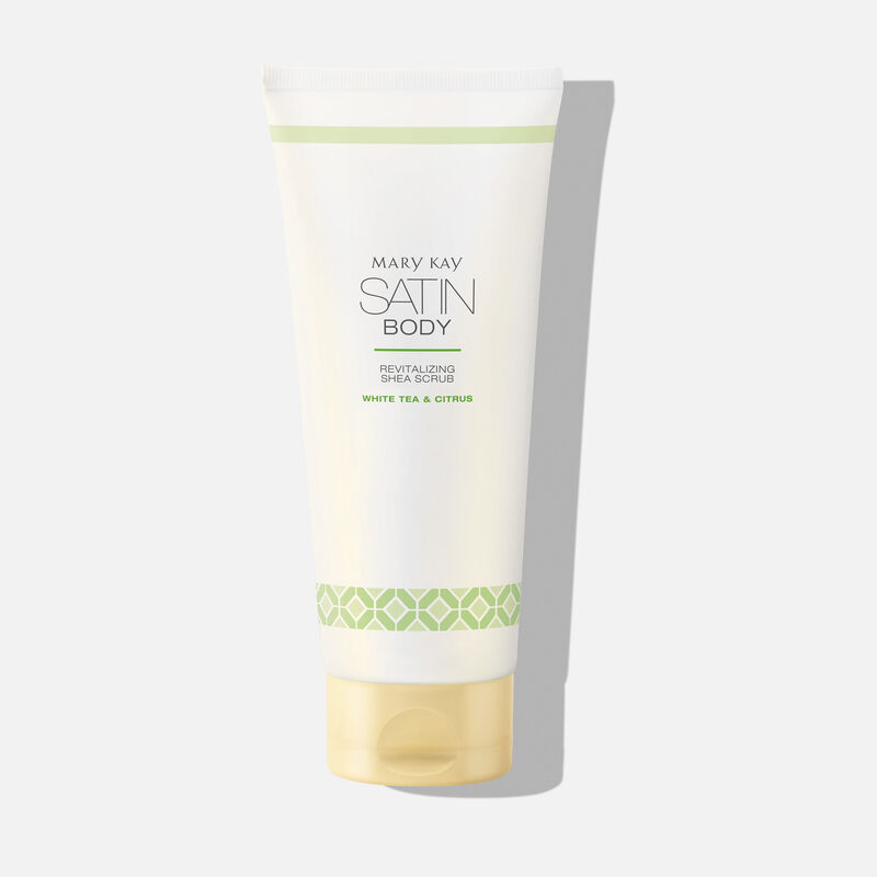 Un tube de l&rsquo;Exfoliant revitalisant au beurre de karit&eacute; Satin Body de Mary Kay.